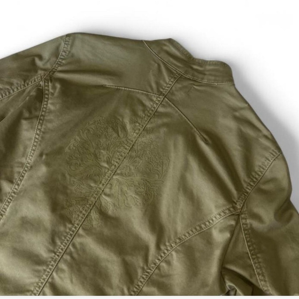 Military Green Napoleon Style Jacket with Brass Hardware Pointed Hemline Size M - Picture 6 of 8